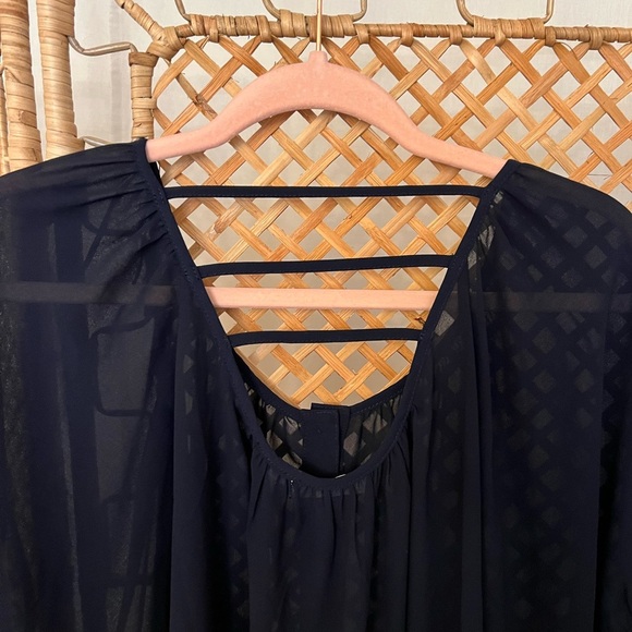 Agaci Sheer Navy Blue Blouse - Picture 2 of 10
